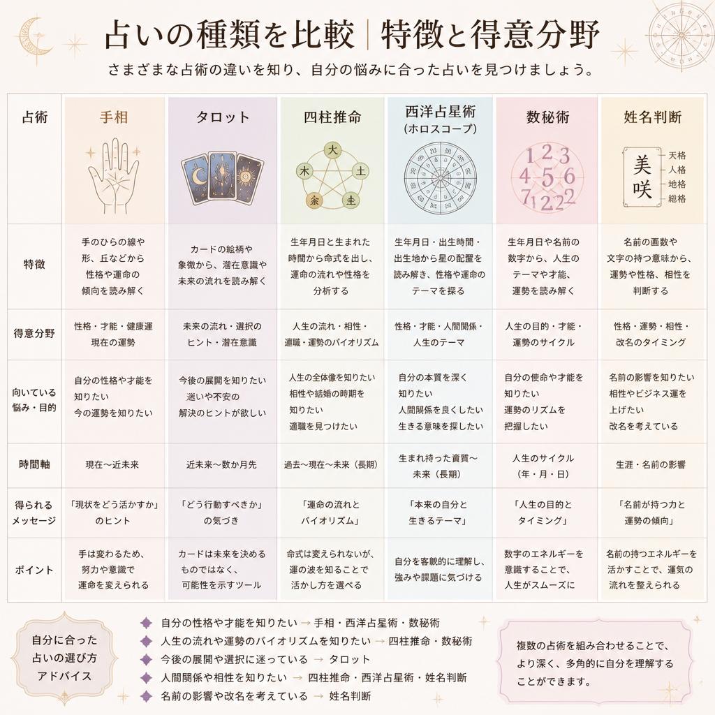 2. 占いの種類とその特徴