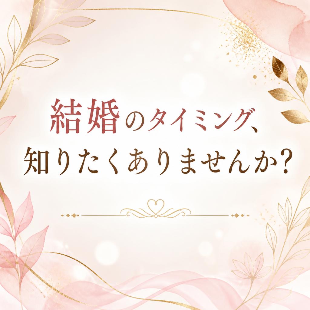 結婚のタイミング、知りたくありませんか？