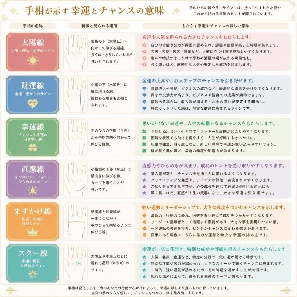 4. 各手相がもたらす運の種類