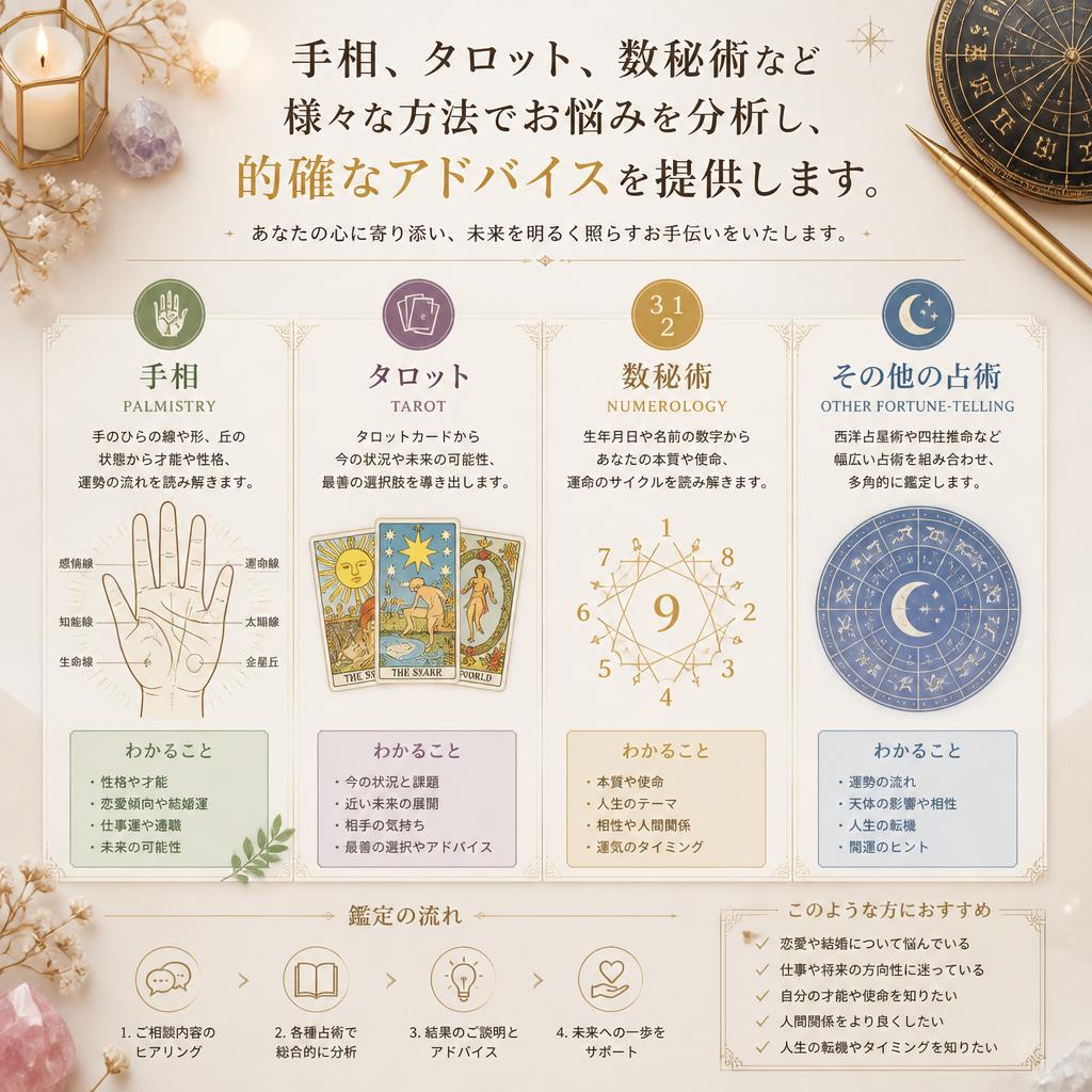 多様な占術であなたに最適な解決策を！