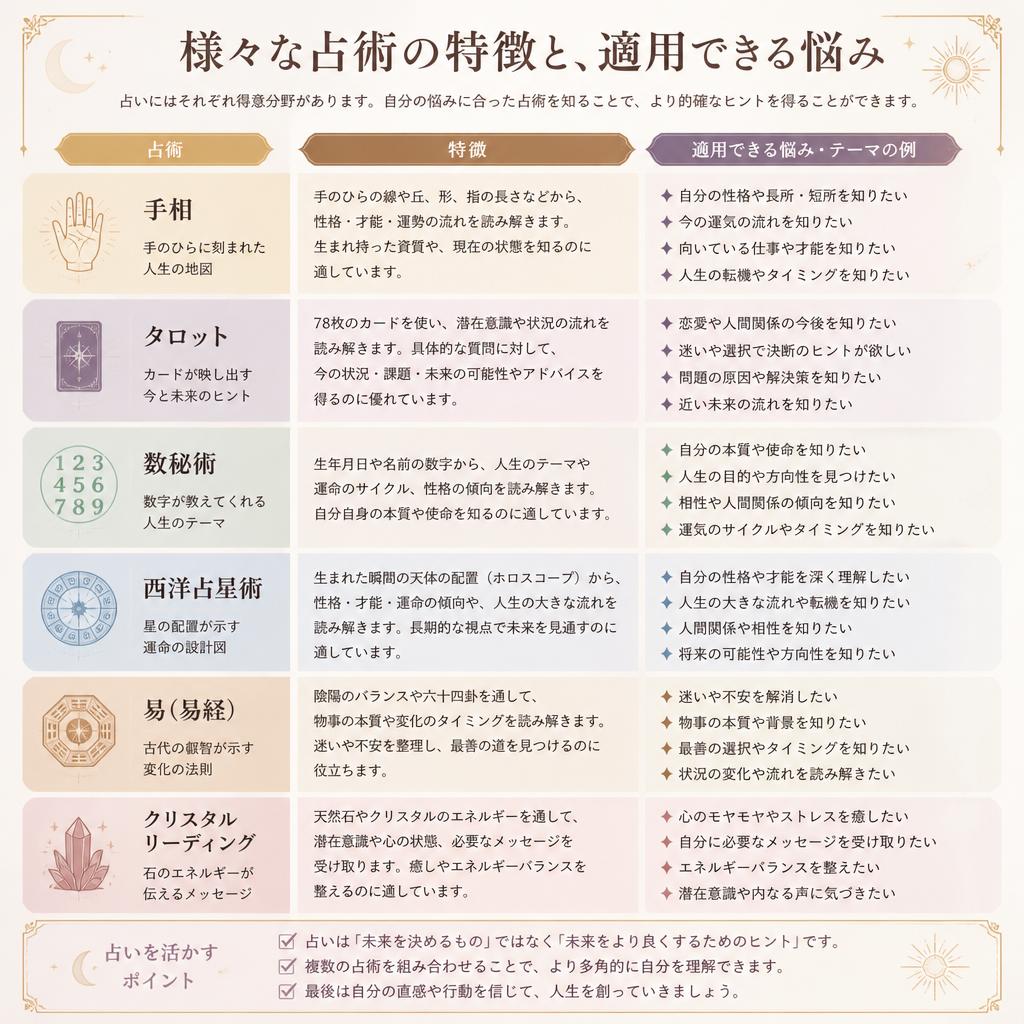 多様な占術であなたの悩みに寄り添う